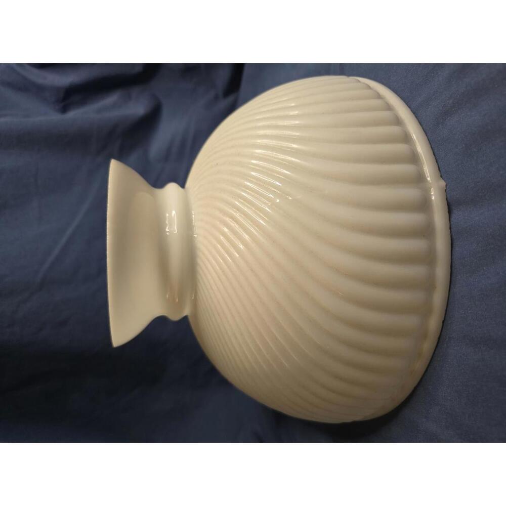 Vintage Victorian Opal Glass Ribbed and Swirled Student Lamp Shade 10" Fitter